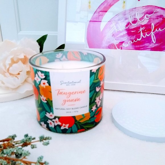 Scentsational Candle Natural Soy Blend Wax Scented Candle Tangerine Guava 26 Oz - Picture 9 of 9